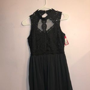 High neck gray lace dress